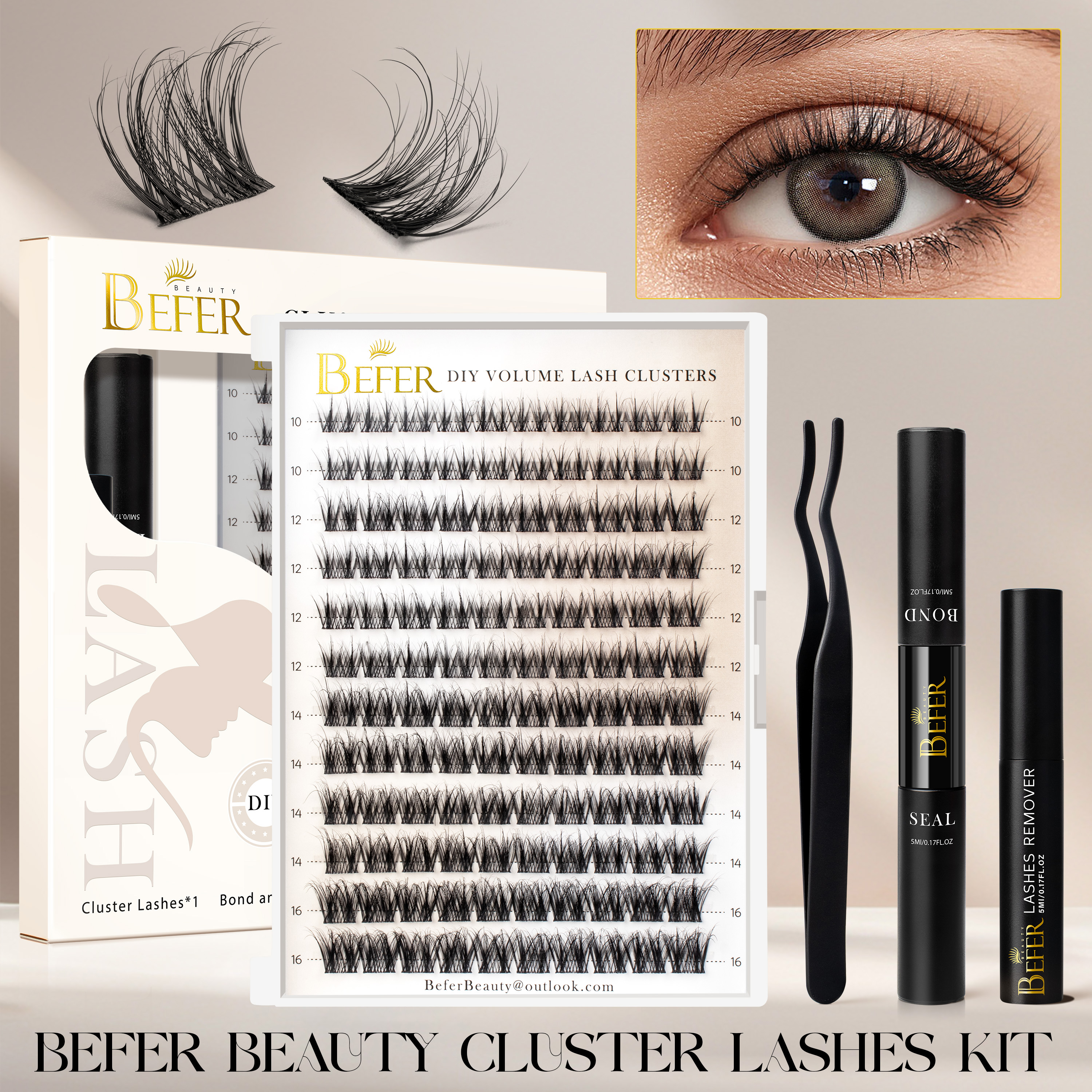 Befer Lash Clusters Kit False  - Eyelash Extension For Asian Eyes review and price